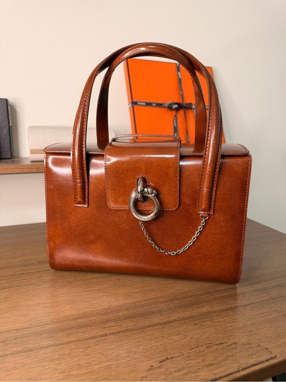 AUTHENTIC - Vintage Cartier Panthère Brown Leather Handbag